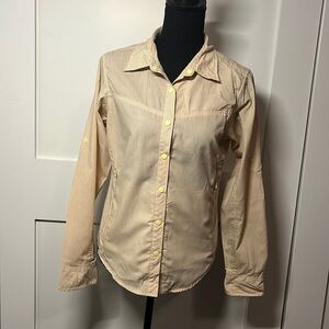 Patagonia button up salmon pink stripes women size 6